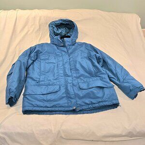 LL Bean VTG 1X XL Ski Jacket Nylon Aqua Blue Women Full Zip Insulated Zip Hood